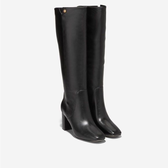 Cole Haan Chrystie Valley High Heel Boots Black Leather Sz 6B - Picture 1 of 12